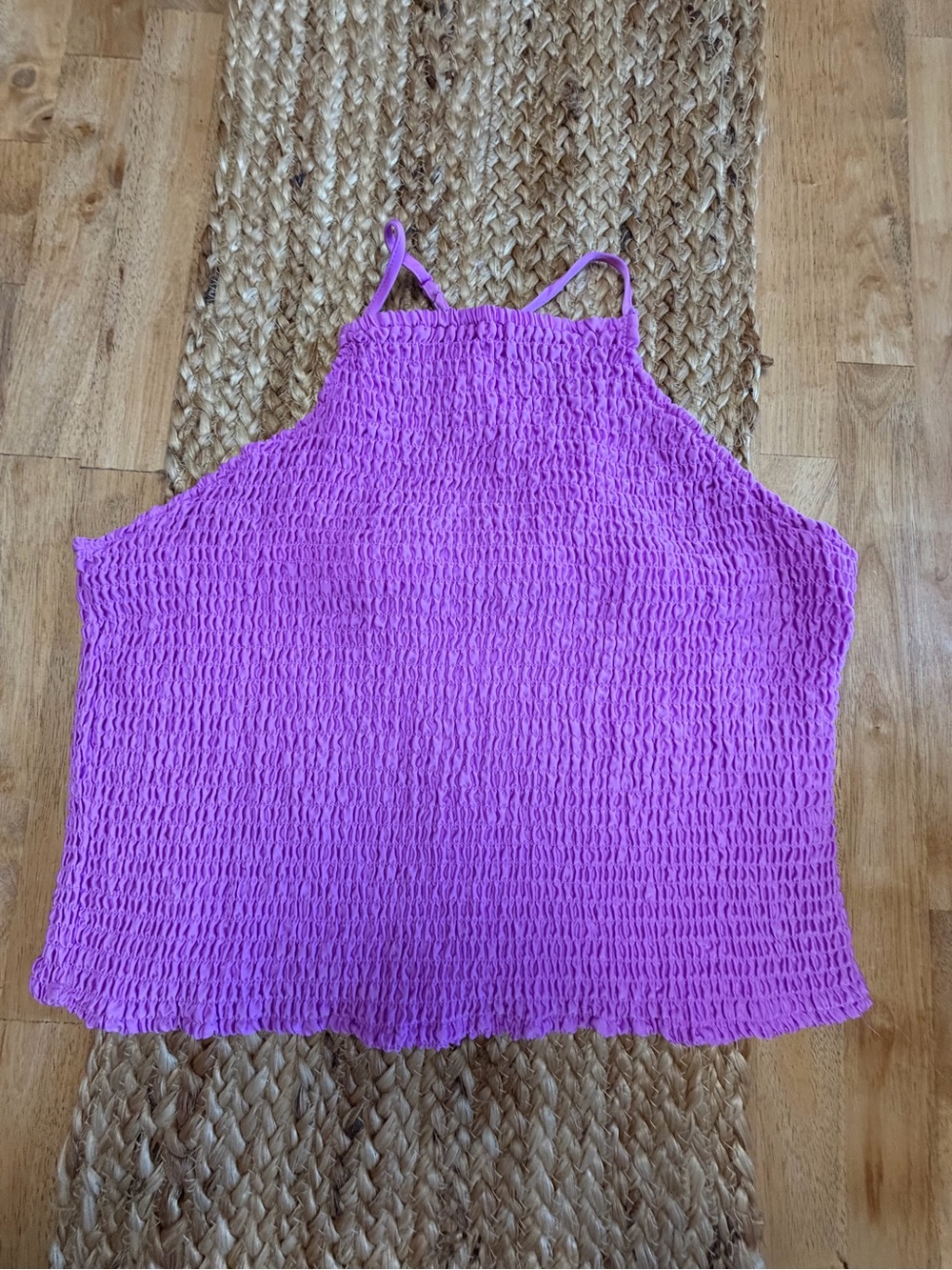 Smocked Halter Tank Top - Bright Magenta